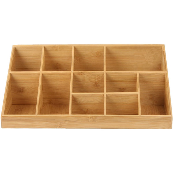 Mind Reader Bali 11-Compartment Bamboo Organizer, 11 Compartment(s), 2 Tier(s), 6.5" Height x 9.5" Width x 18.2" Depth, Brown, Bamboo (EMSCOMORGBM) Each