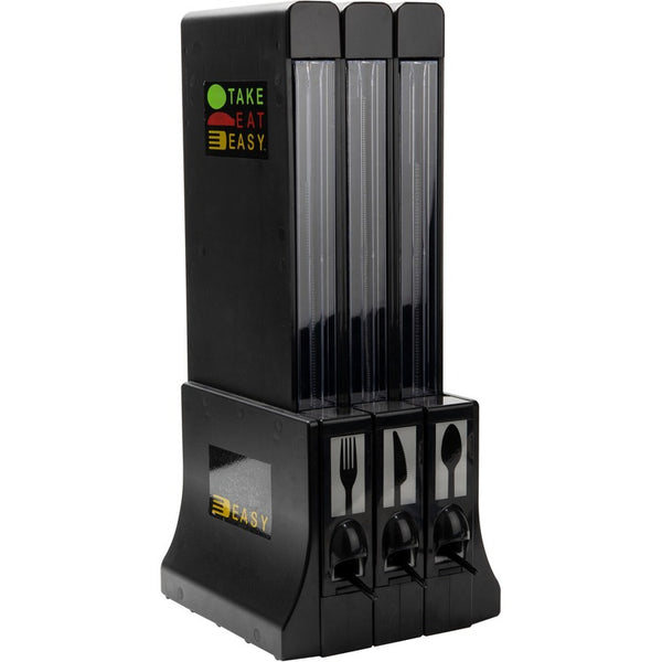 Mind Reader 3-Compartment Utensil Dispenser Organizer, 300, 3 Compartment(s), 24" Height x 11.5" Width10.3" Length (EMSCUTDISPBK) Each