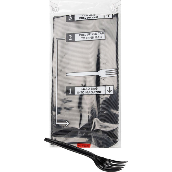 Mind Reader Cutlery Dispenser Utensil Refill, 100/Pack, Fork, Kitchen, Breakroom, Black (EMSPFORK100) Pack of 100