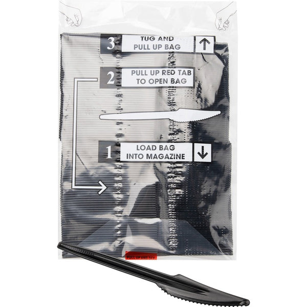 Mind Reader Cutlery Dispenser Utensil Refill, 100/Pack, Knife, Kitchen, Breakroom, Black (EMSPKNIFE100) Pack of 100