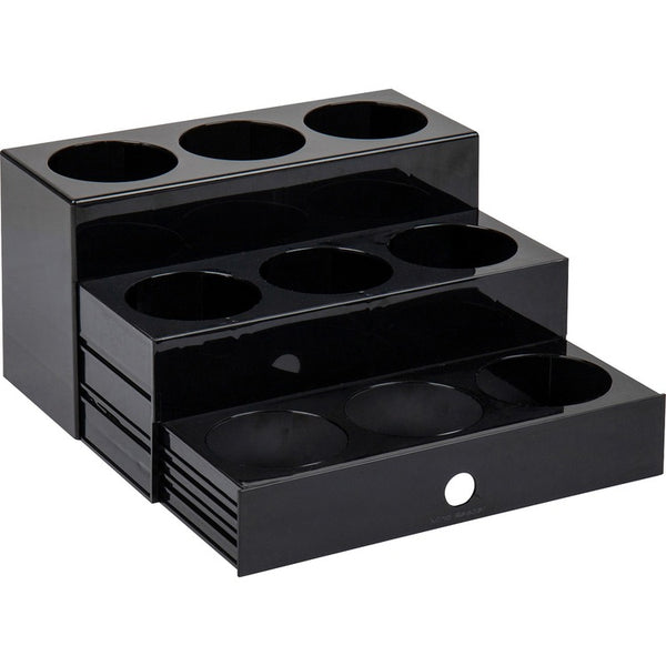Mind Reader 9-Compartment Nested Syrup Bottle Holder, 9 Compartment(s), 3 Tier(s), 7" Height x 5" Width x 12.5" Length, Black (EMSSYRUPH9) Each