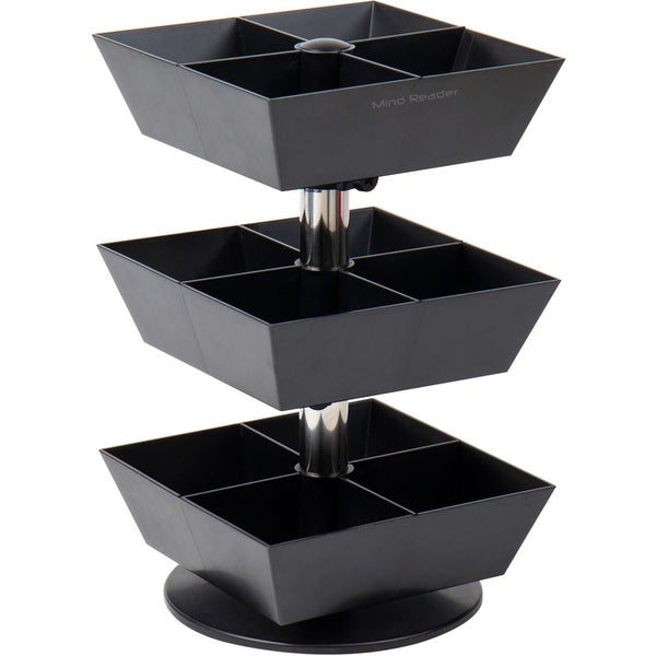 Mind Reader Anchor 12-Compartment Tea Carousel, 12 Compartment(s), 3 Tier(s), 11.5" Height x 6.8" Width x 6.8" Depth, Black, Plastic (EMSTEASWIV3T) Each