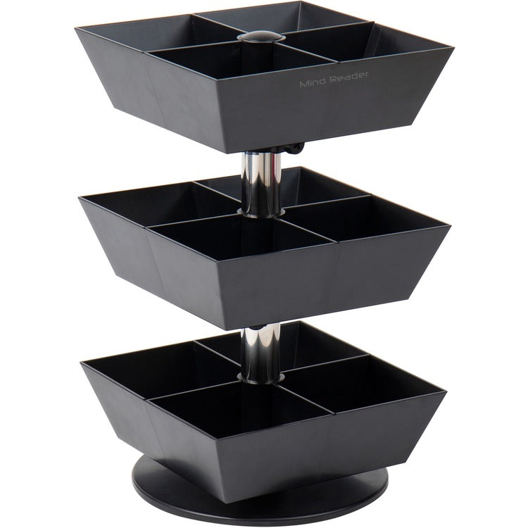 Mind Reader Anchor 12-Compartment Tea Carousel, 12 Compartment(s), 3 Tier(s), 11.5" Height x 6.8" Width x 6.8" Depth, Black, Plastic (EMSTEASWIV3T) Each