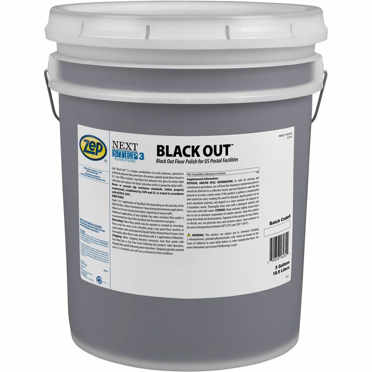 Zep Commercial Black Out Floor Polish, 640 fl oz (20 quart), Mild Scent, 1 Carton, Milky White (ZPE184335)