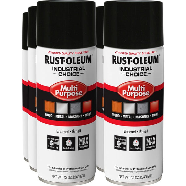 Rust-Oleum Industrial Choice Enamel Spray Paint, Liquid, 12 fl oz, 6/Carton, Gloss Black (RST1679830VCT) Case of 6