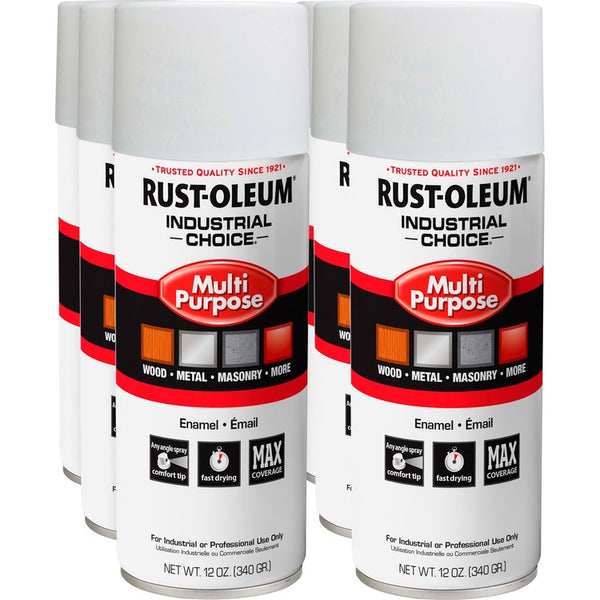 Rust-Oleum Industrial Choice Enamel Spray Paint, Liquid, 12 fl oz, 6/Carton, White (RST1692830VCT) Case of 6