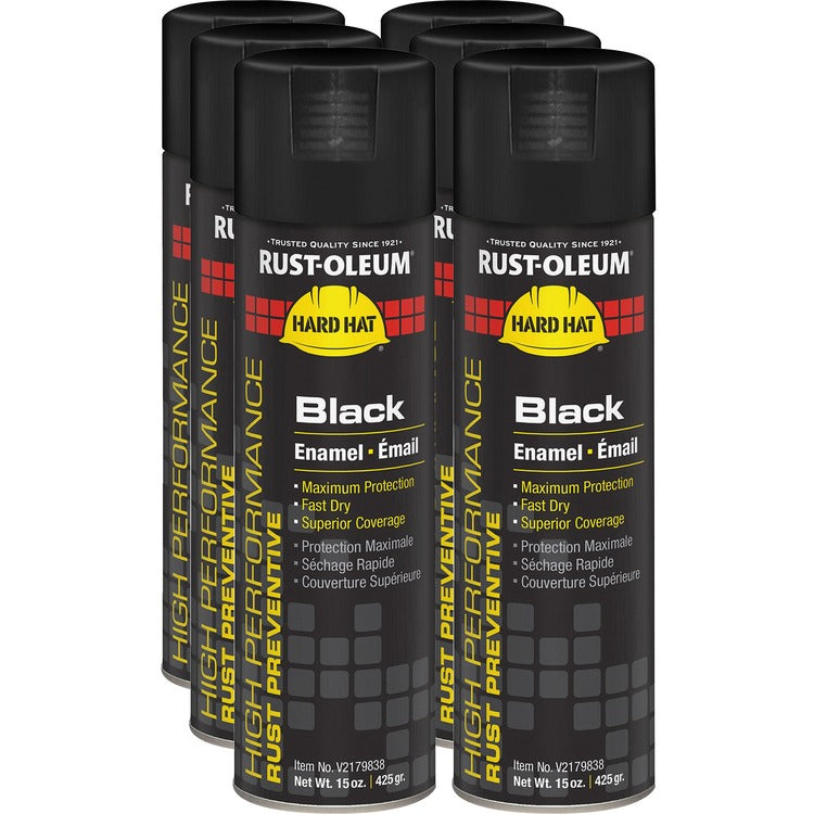 Rust-Oleum High Performance Enamel Spray Paint, Liquid, 15 fl oz, 6/Carton, Gloss Black (RSTV2179838CT)