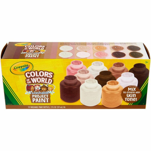 Crayola Colors of the World Washable Kids Paint, Liquid, 2 fl oz, 10/Pack, Assorted (CYO542315)