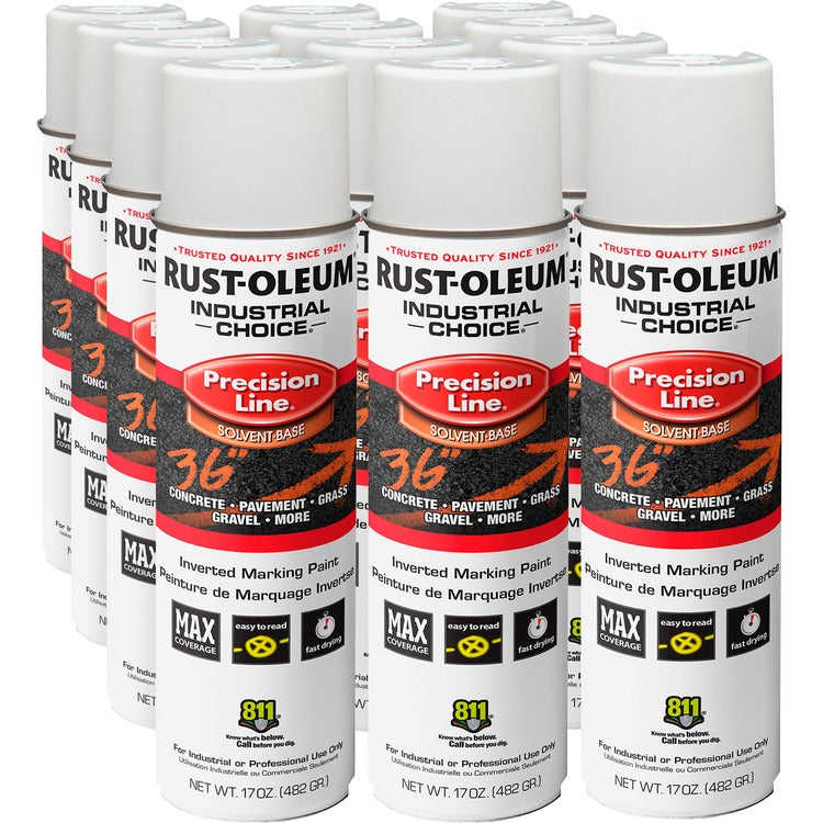 Rust-Oleum Color Precision Line Marking Paint, Liquid, 17 fl oz, 12/Carton, White (RST203030VCT) Case of 12