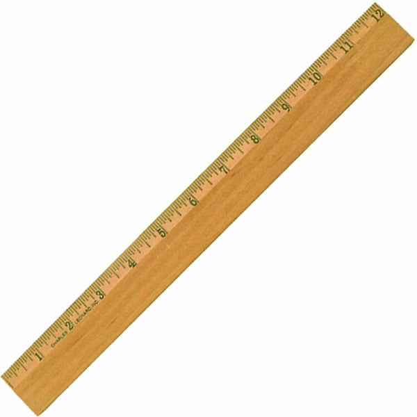 CLI Office Ruler, 12" Length 1.3" Width, Wood, Metal, Brown (LEO77312)