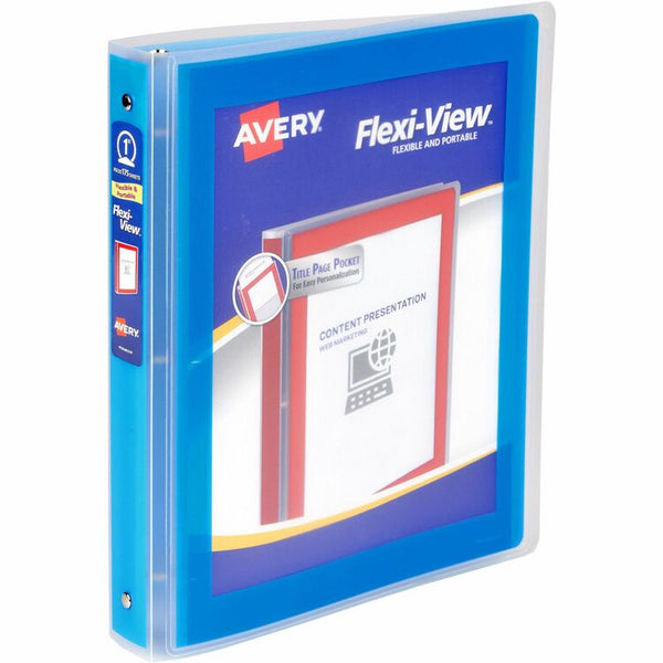 Avery&reg; Flexi-View 3 Ring Binder, 1 Inch Round Rings, 1 Blue Binder (AVE17607)