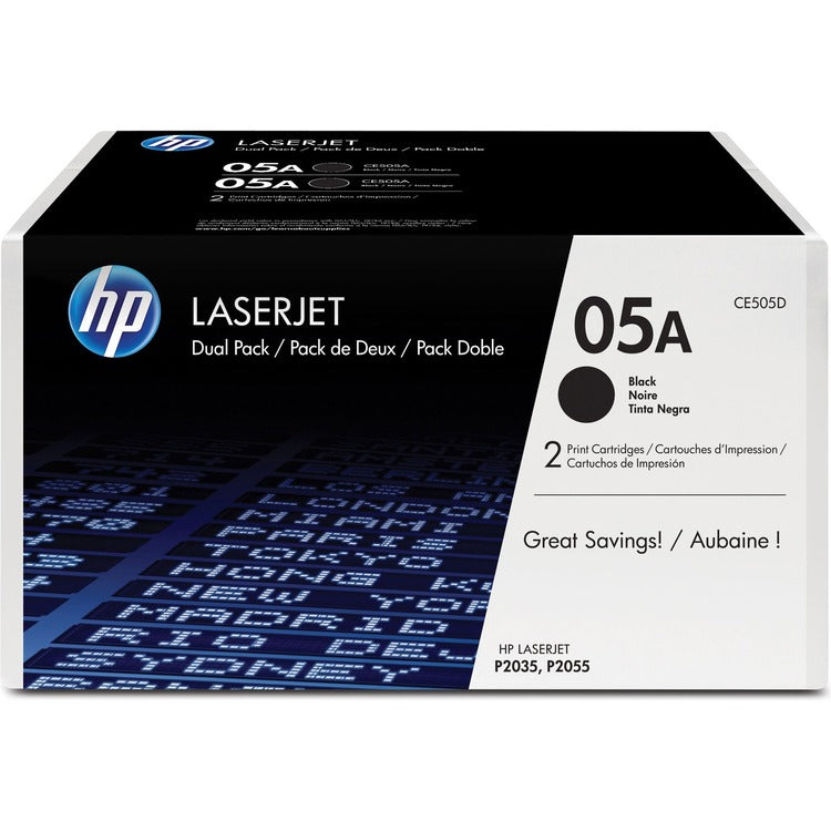HP 05A Original Laser Toner Cartridge, Black, 2/Carton, 2300 Pages (HEWCE505DPL) 1 Pallet