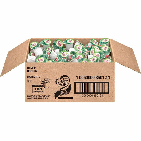 Coffee mate Irish Cream Liquid Creamer, Irish Cream Flavor, 0.38 fl oz (11 mL), 180/Carton (NES35012) Case of 180