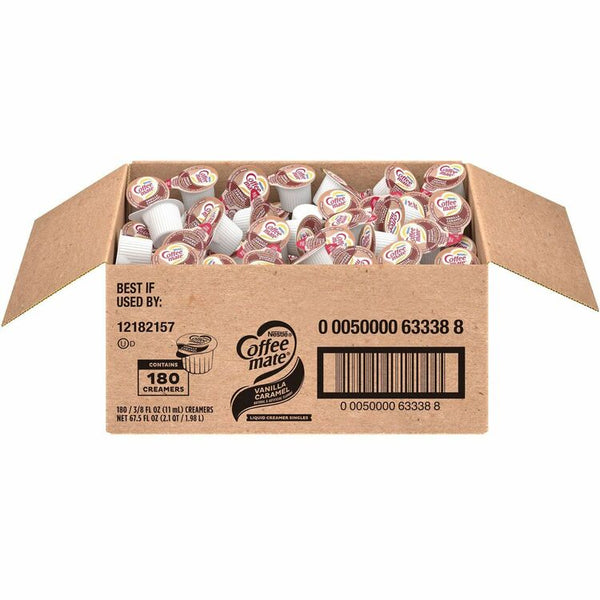 Coffee mate Vanilla Caramel Liquid Creamer, Vanilla Caramel Flavor, 0.38 fl oz (11 mL), 180/Carton (NES63338) Case of 180