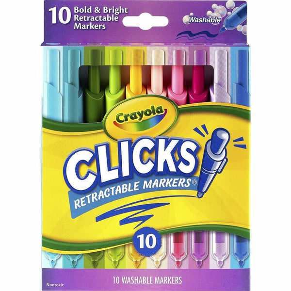 Crayola Clicks Retractable Markers, Bold Marker Point, Retractable, Multi, 1 Pack (CYO588373)