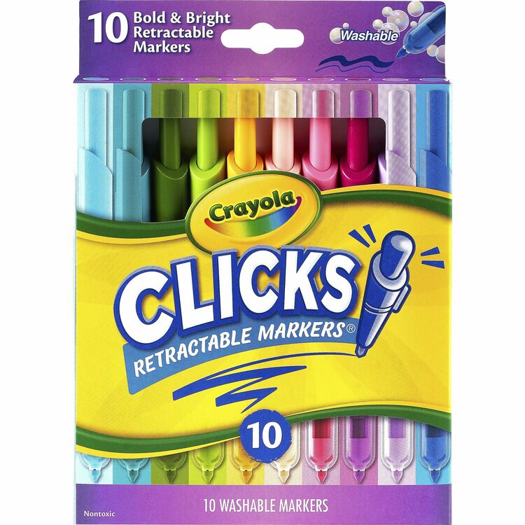 Crayola Clicks Retractable Markers, Bold Marker Point, Retractable, Multi, 1 Pack (CYO588373)