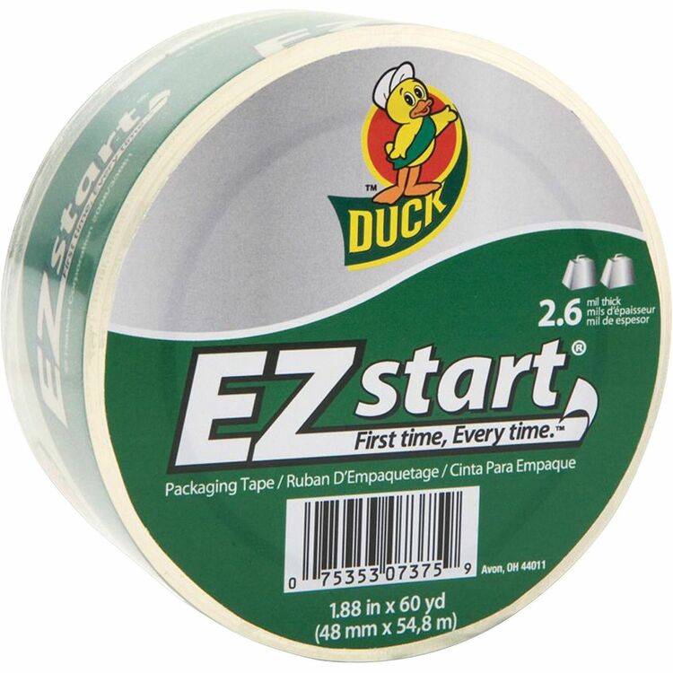 Duck Brand EZ START Packaging Tape, 60 yd Length x 1.87" Width, 2.6 mil Thickness, 12/Carton (DUCCS60CCT)