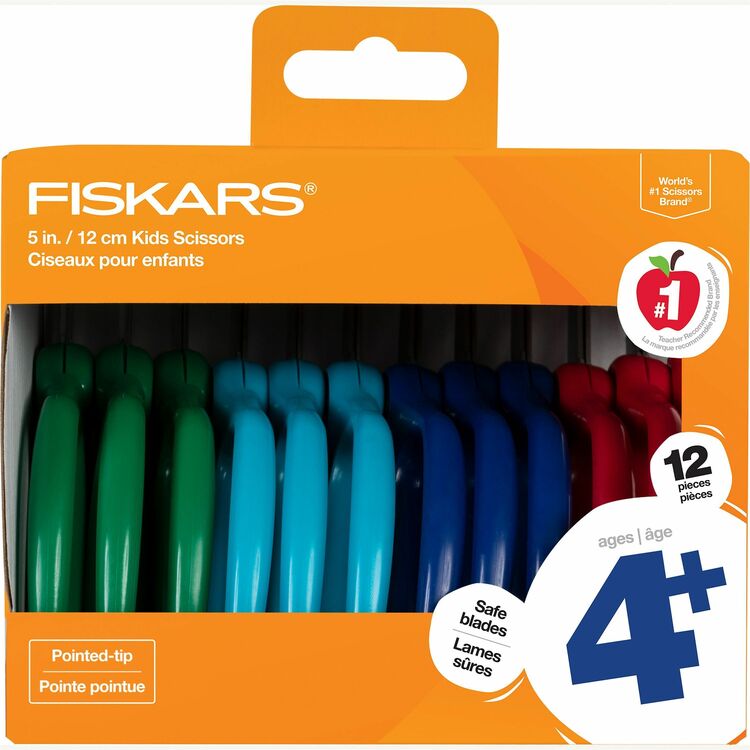 Fiskars 5" Pointed-tip Kids Scissors (FSK1067002) Pack of 12