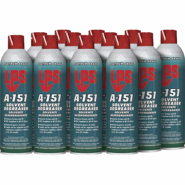 LPS A-151 Solvent Degreaser, Aerosol, 15 fl oz (0.5 quart), 12/Carton, Green (ITW04320CT) Case of 12