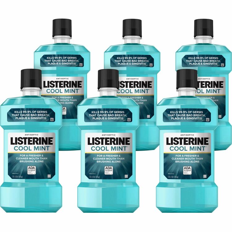 LISTERINE&reg; Cool Mint Antiseptic Mouthwash, 1.06 quart, 6/Carton (JOJ42735CT)