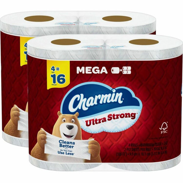 Charmin Ultra Strong Bath Tissue, 2 Ply, White, Strong, Textured, Long Lasting, Clog Safe, Septic Safe, For Bathroom, Toilet, 8/Carton (PGC08816CT)