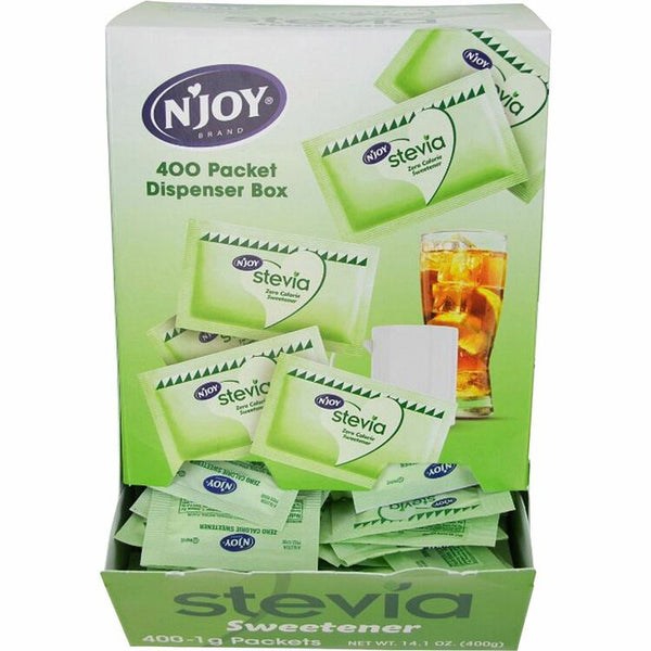 Njoy Green Stevia Sugar Substitute, 0.035 oz (1 g), Stevia Flavor, 400/Box (SUG83221) Box of 400