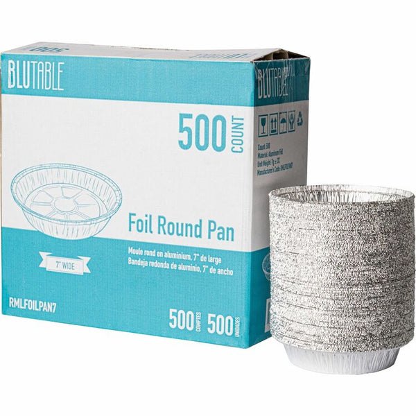 BluTable 7" Round Aluminum Foil Pan, 500/Carton (RMLFOILPAN7) Case of 500