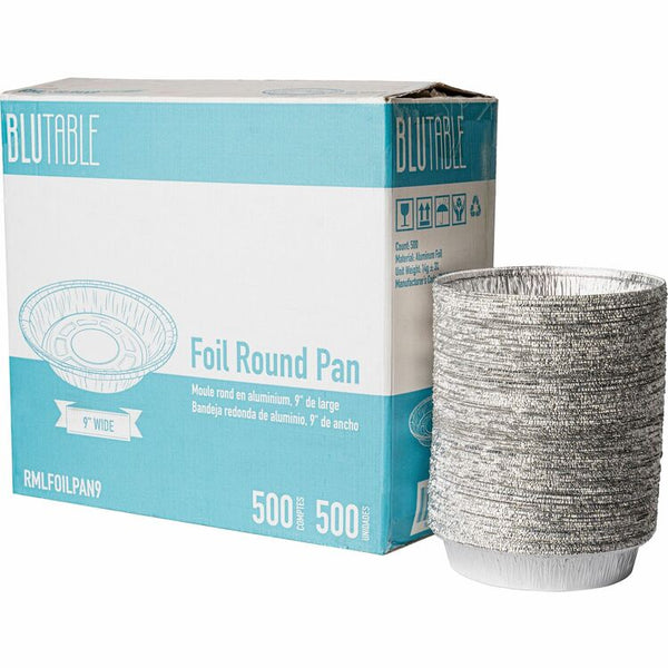 BluTable 9" Round Aluminum Foil Pan, 500/Carton (RMLFOILPAN9) Case of 500