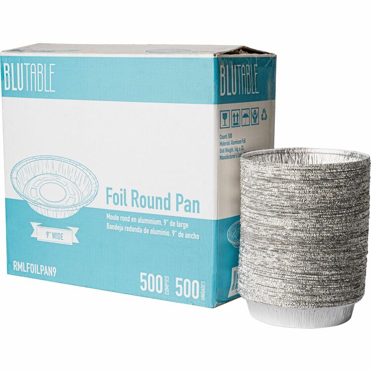BluTable 9" Round Aluminum Foil Pan, 500/Carton (RMLFOILPAN9) Case of 500
