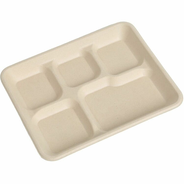 BluTable 5-Compartment Molded Fiber Lunch Tray, 500/Carton (RMLMF5C) Case of 500