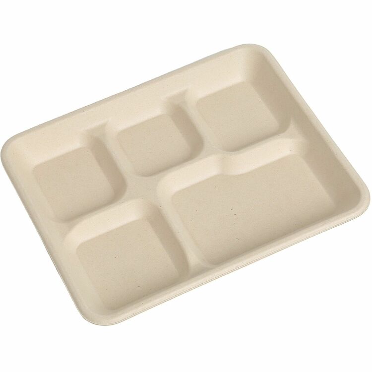 BluTable 5-Compartment Molded Fiber Lunch Tray, 500/Carton (RMLMF5C) Case of 500