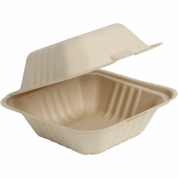 BluTable Portable Clamshell Molded Fiber Container, 500/Carton (RMLMFHC61C) Case of 500