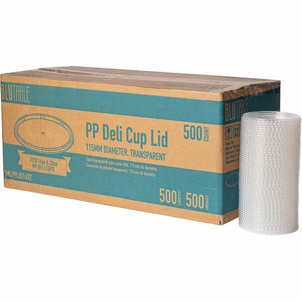 BluTable 16 oz/32 oz Round Deli Tub Container Lids, Polypropylene, 500/Carton, Clear (RMLPPLID1632) Case of 500