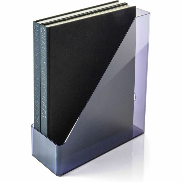 Officemate Literature/Magazine Holder, Vertical, 12.2" x 10.3" x 4.3", Translucent Gray (OIC21510)