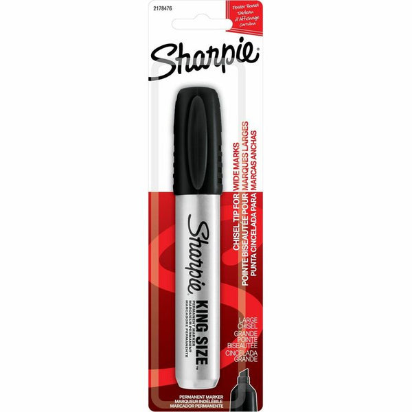 Sharpie Permanent Marker, Chisel Marker Point Style, Black, Aluminum, Plastic Barrel, Felt Tip, 6/Pack (SAN2178476)