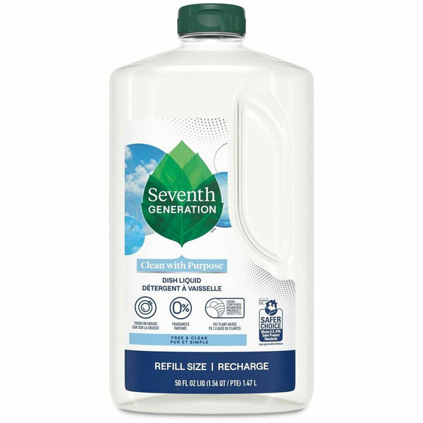 Seventh Generation Free/Clear Natural Dish Liquid, Liquid, 50 fl oz (1.6 quart) (SEV45151)