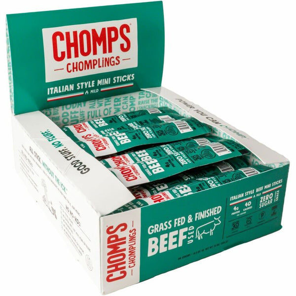 CHOMPS Chomplings Snack Sticks, Gluten-free, Non-GMO, Italian Style Beef, 0.50 oz, 24/Pack (CHSLCIB24)