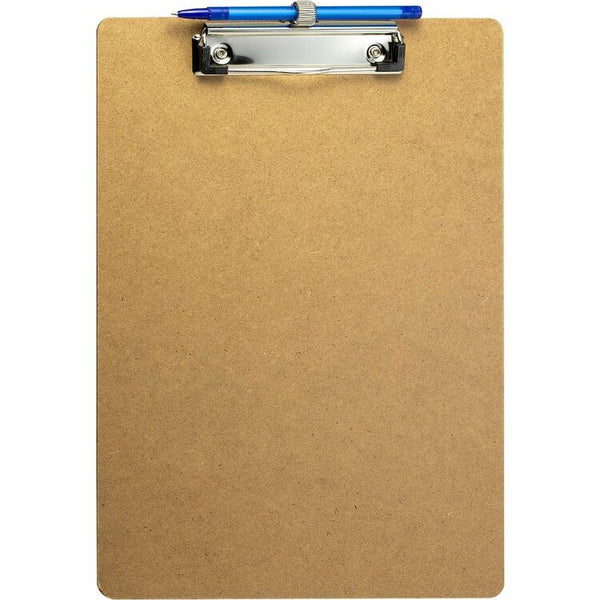 Officemate Low Profile Wood Letter Size Clipboard w Pen Holder/6 Pack, Wood, Brown, 6 Pack (OIC83826) Each