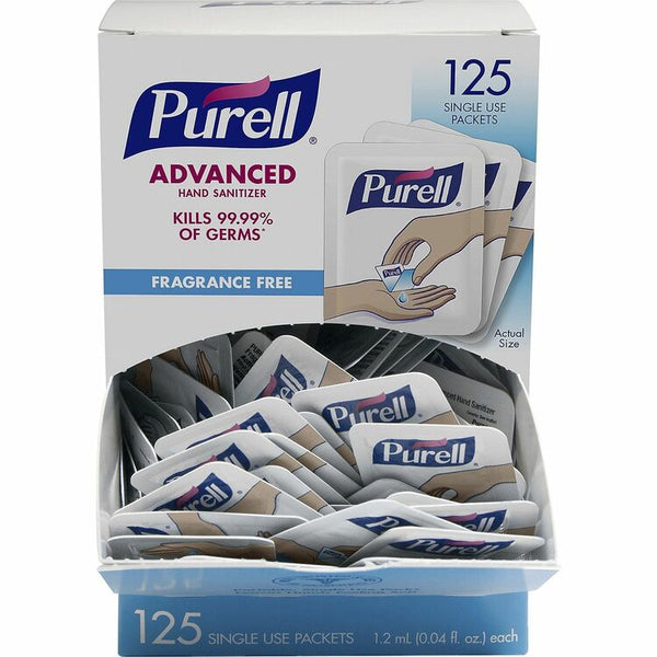 PURELL&reg; Advanced Hand Sanitizer Gel, Kill Germs, Hand, Clear, Durable, 125 Pack (GOJ9630125CTN)