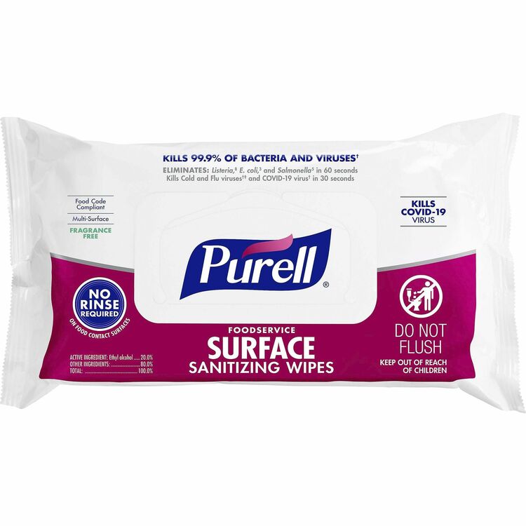 PURELL&reg; Foodservice Surface Sanitizing Wipes, White, 72/Pack (GOJ937112)