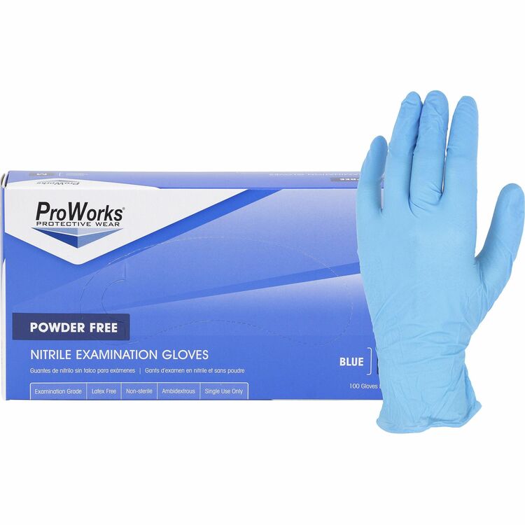 ProWorks Nitrile Exam Gloves, Medium Size, 100/Box, 4 mil Thickness, 9.50" Glove Length (HOSGLN135FM)