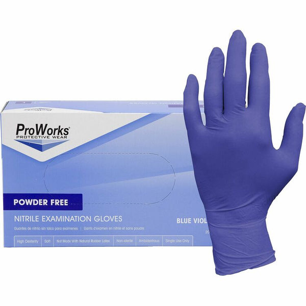 ProWorks Nitrile Exam Gloves, Large Size, 200/Box, 3 mil Thickness, 9.50" Glove Length (HOSGLN125FL) Case of 2000