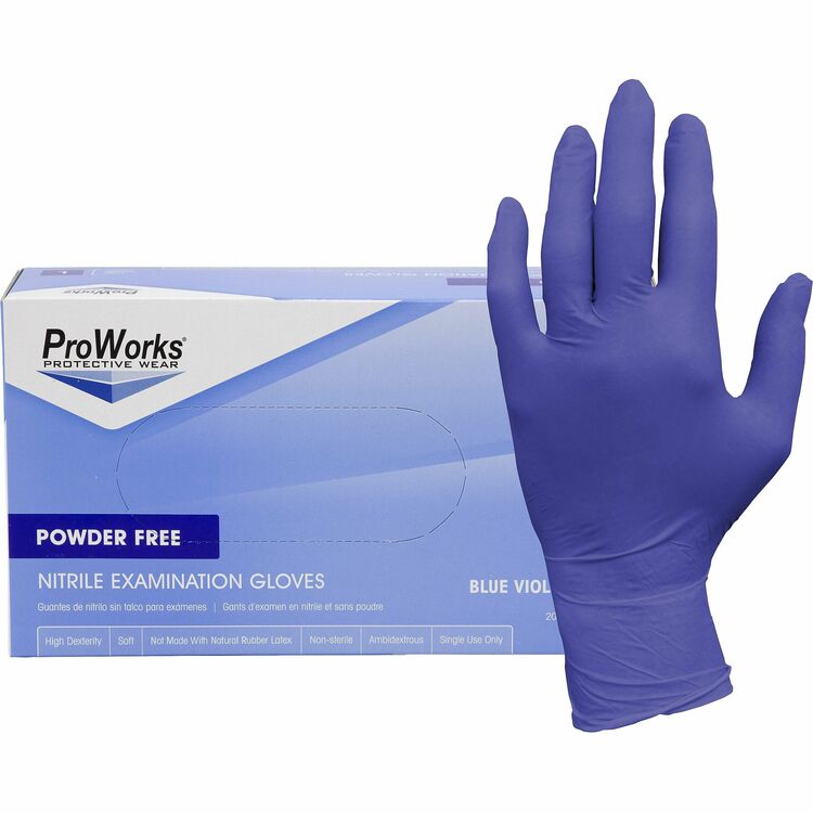 ProWorks Nitrile Exam Gloves, Large Size, 200/Box, 3 mil Thickness, 9.50" Glove Length (HOSGLN125FL)