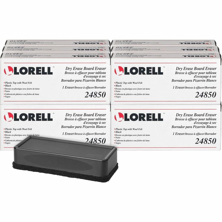 Lorell Dry-erase Board Eraser, Black, 12/Box (LLR24850BX)