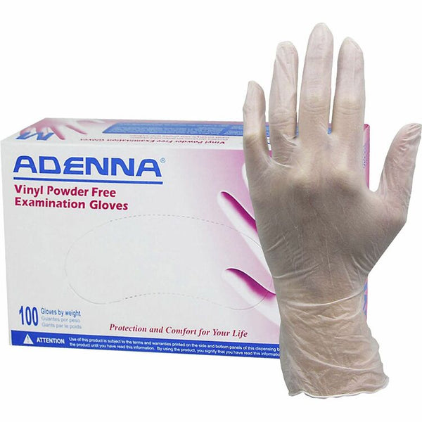 Adenna Vinyl Powder Free Exam Gloves, Small Size, 100/Box, 4 mil Thickness, 9.40" Glove Length (HOSVPF232) Case of 1000