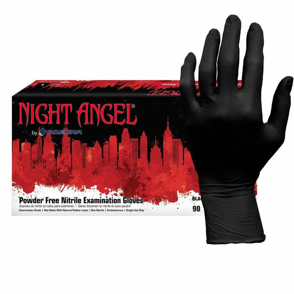 NIGHT ANGEL Nitrile Powder Free Exam Glove, X-Large Size, 90/Box, 4 mil Thickness, 9.40" Glove Length (HOSNGL228) Case of 900