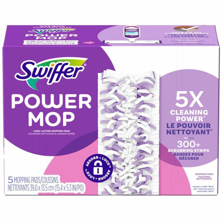 Swiffer PowerMop Mopping Pads, Purple, 5/Box (PGC08188)