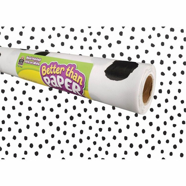 Teacher Created Resources Better Than Paper Board Roll, Bulletin Board, Classroom, 48"Width x 12 ft Length, Black Dots on White, 1 Roll (TCR77460) 1 Roll