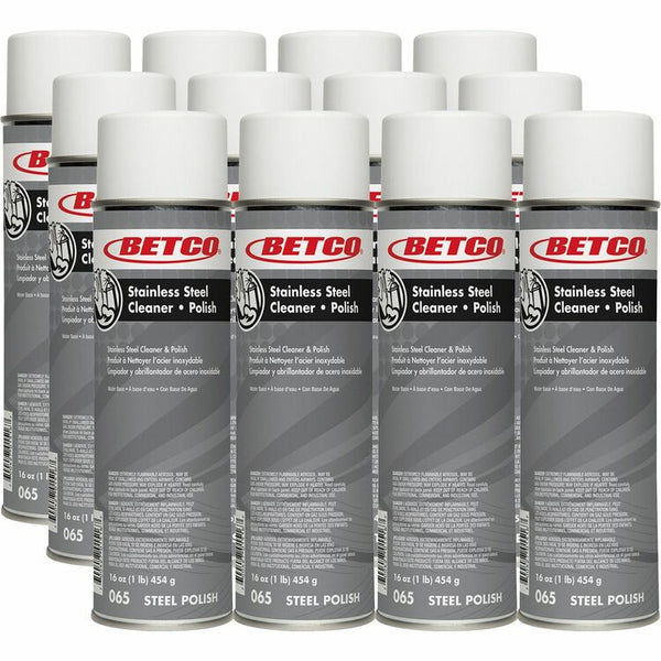 Betco Stainless Steel Cleaner & Polish, Ready-To-Use Aerosol, 16 fl oz (0.5 quart), 12/Carton (BET0652300CT) Case of 12