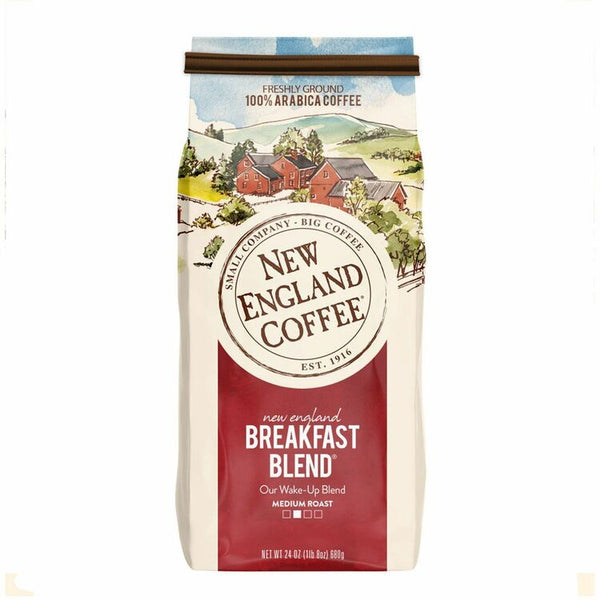 New England Coffee&reg; Ground Breakfast Blend Coffee, Medium, 24 oz, 4/Carton (NCF77025) Case of 4